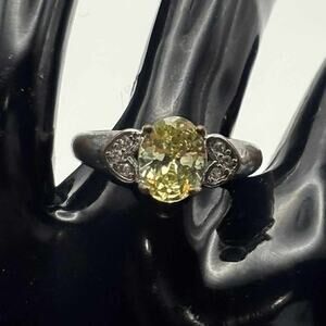 Silver & Green Heart Ring